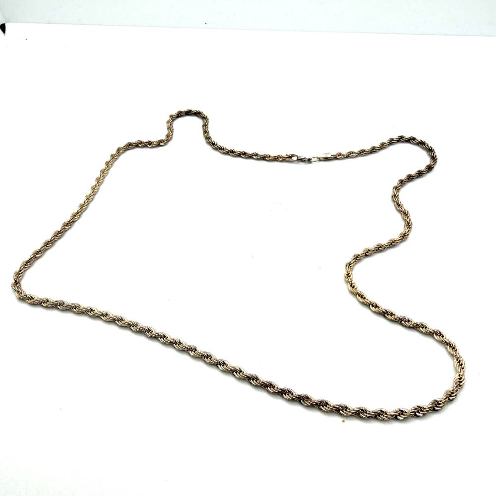 Vintage 90s Stamped Sterling Silver Rope Chain Minimalist Necklace